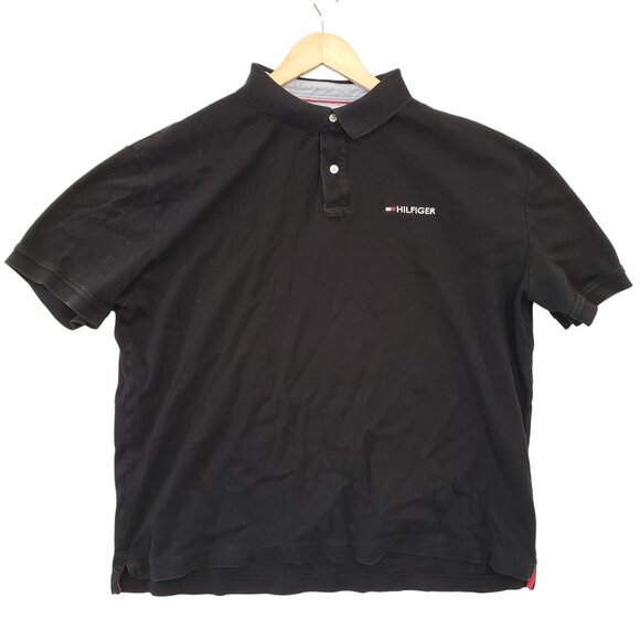 Tommy Hilfiger Mens Black Polo Shirt Size XXL Classic Fit Preppy Timeless Casual - Picture 1 of 5